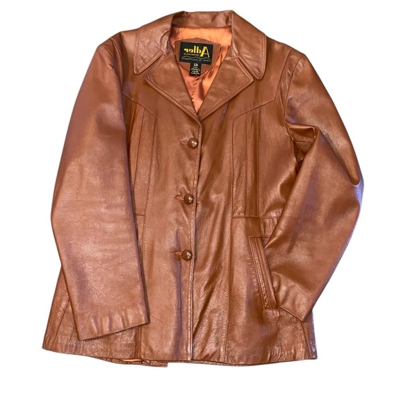 Vintage 70s Adler cognac brown cabretta glove leather blazer Jacket Fall Winter - Picture 3 of 7